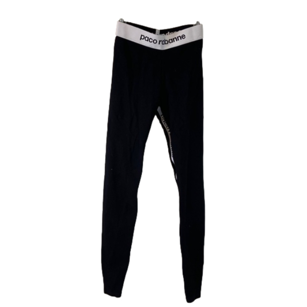 RABANNE BLACK LOGO-PRINT LEGGINGS - WOMEN size XS